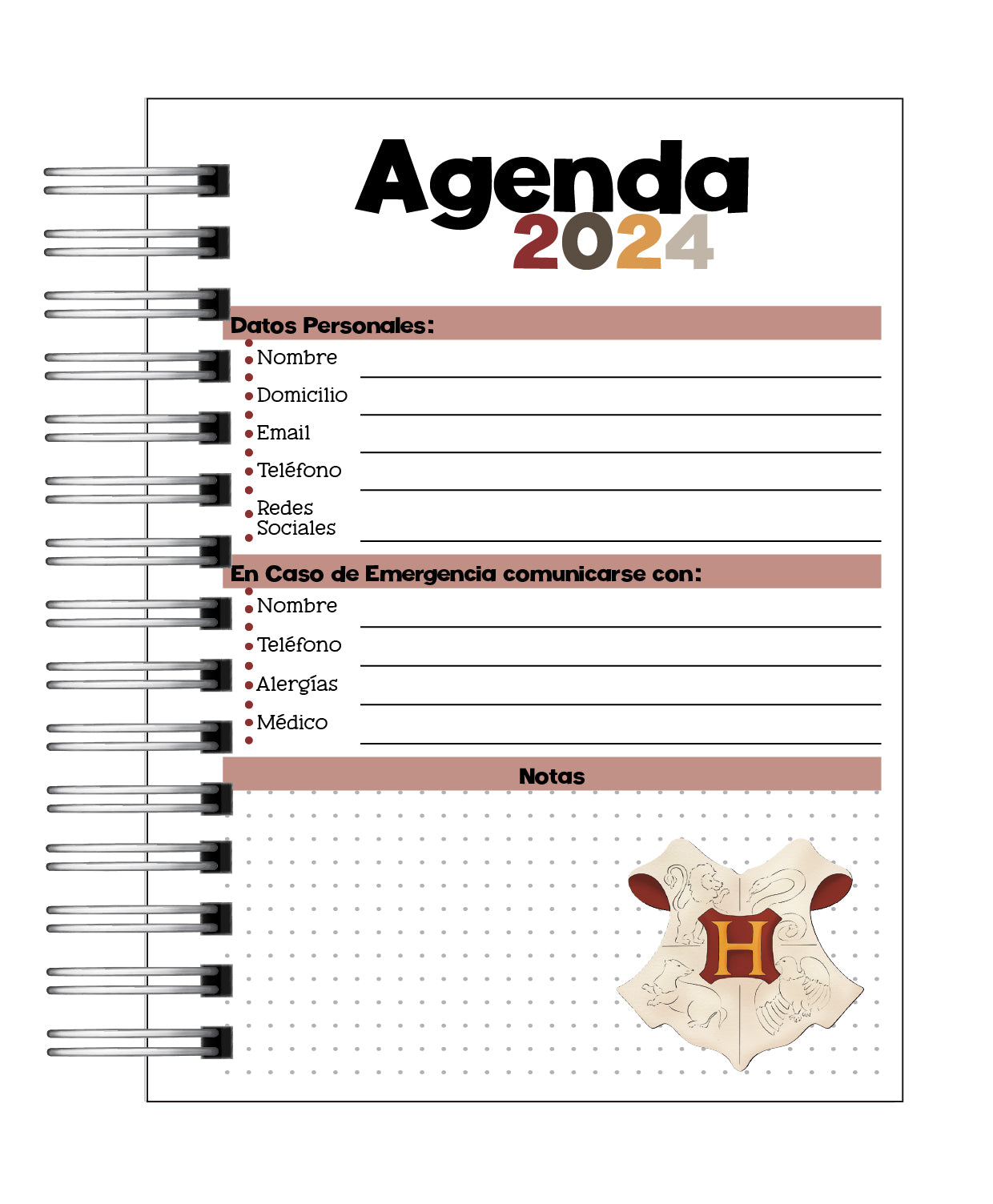 Agenda 2024 Harry Potter + Carta Aceptación + Lapiz Varita